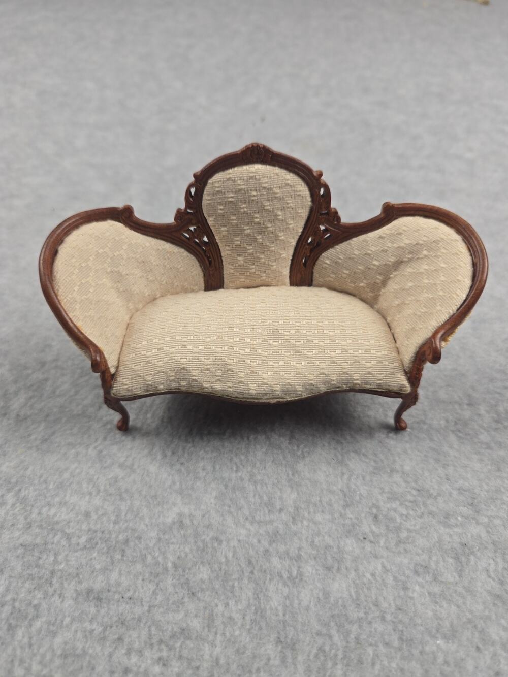Vintage Dollhouse Miniature Grandparents Set Bespaq Wooden Sofa Bench Figures 1:
